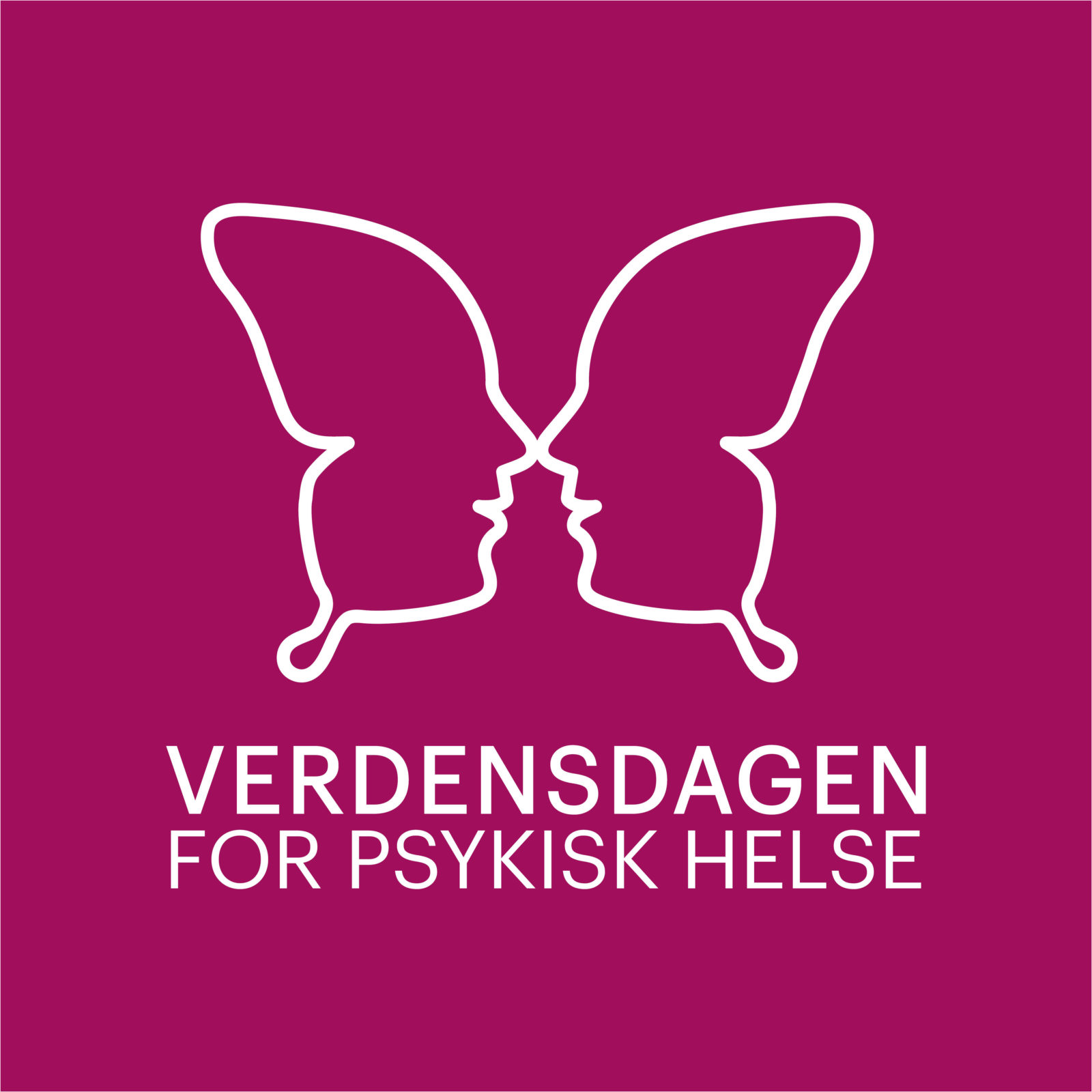 a pink background with a white outline of a person's face